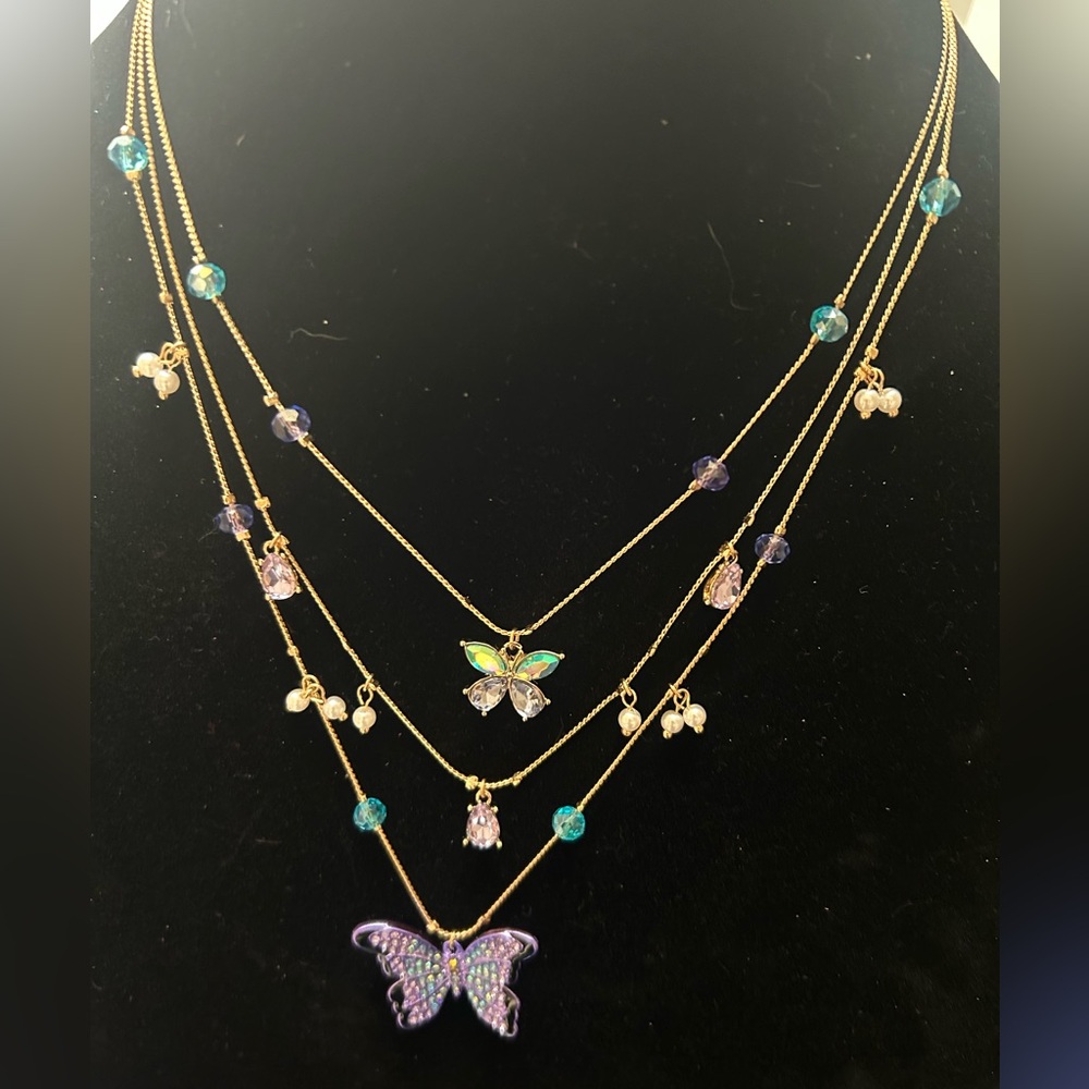 NWT Betsey Johnson All A Flutter Butterfly Layered Necklace